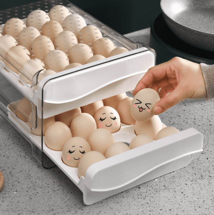 Plastic Stackable 40 Eggs Kitchen Fridge Egg Container.
